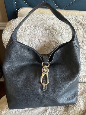 Dooney & Bourke Dark Blue Leather shoulder bag with Gold Hardware